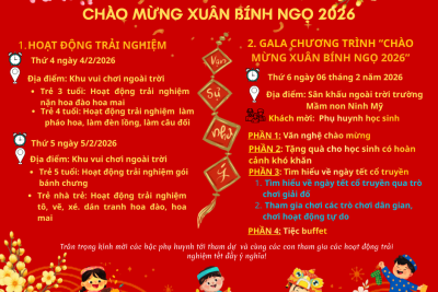 rường Mầm non Ninh Mỹ trân trọng kính mời Quý Phụ huynh đến tham dự Chương trình “Chào mừng Xuân Bính Ngọ 2026” cùng các con.