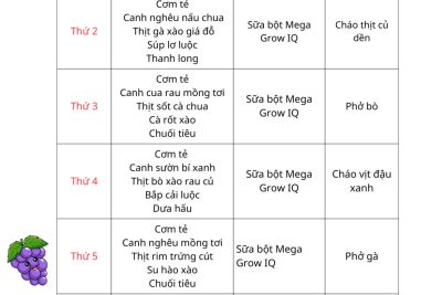 Thực đơn tuần 1 và tuần 3 tháng 01.2026