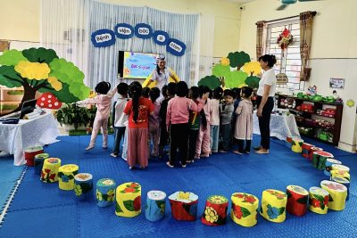 Trường Mầm non Ninh Mỹ tổ chức chuyên đề cấp trường tháng 12 theo hướng nghiên cứu bài học lĩnh vực phát triển ngôn ngữ.