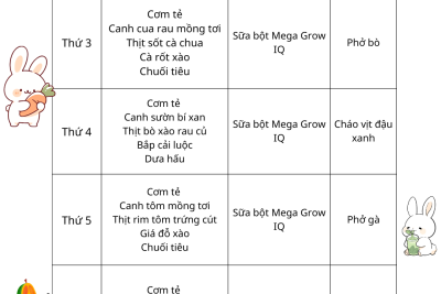 Thực đơn tuần 2, tuần 4 tháng 01 năm 2026