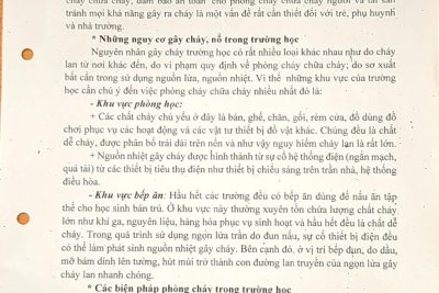 BÀI TUYÊN TRUYỀN PHÒNG CHÁY, CHỮA CHÁY TRONG TRƯỜNG MẦM NON NINH MỸ