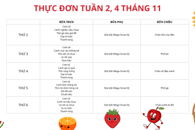 THỰC ĐƠN TUẦN 2, 4 THÁNG 11 NĂM 2025